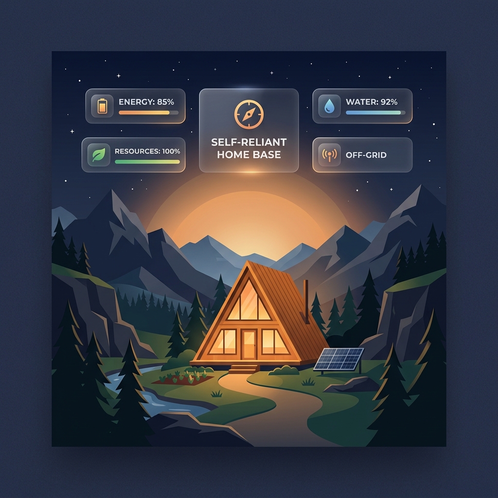 A self-reliant digital homestead, representing local-first offline resilience.